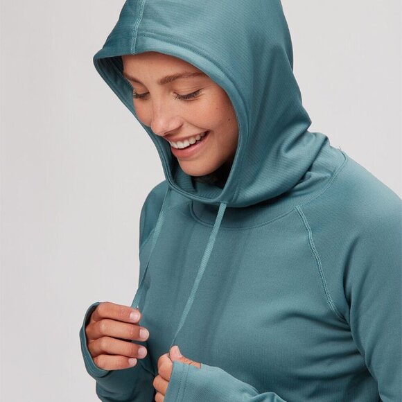 SIMMS Women's Heavyweight Baselayer Hooded Size LG Avalon Teal comfortable - Picture 11 of 11